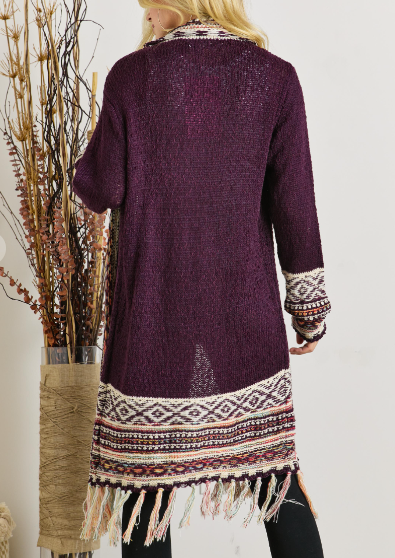 Adora - Fringe Open Front Cardigan