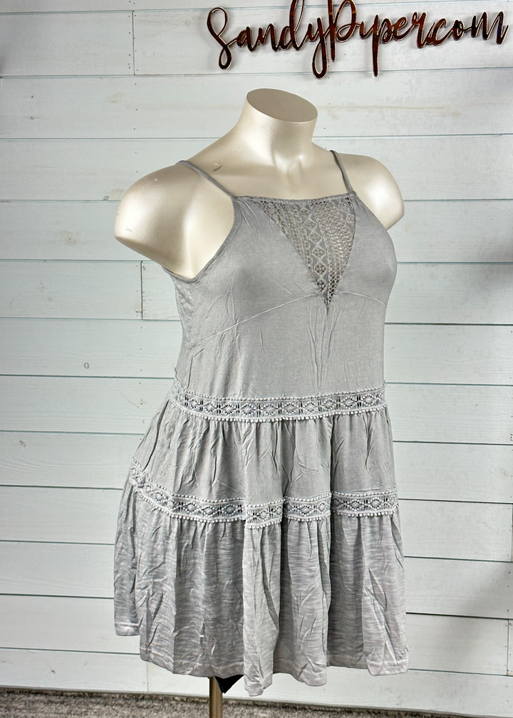 POL - Grey Crochet Tunic Tank