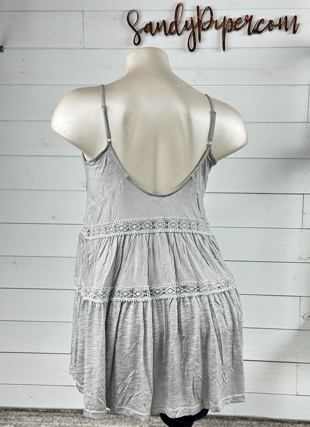 POL - Grey Crochet Tunic Tank