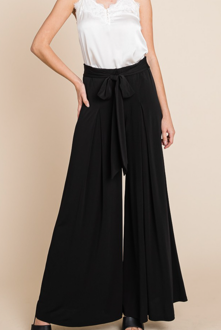 Emerald Collection - Solid Black High Waisted Palazzo Pants
