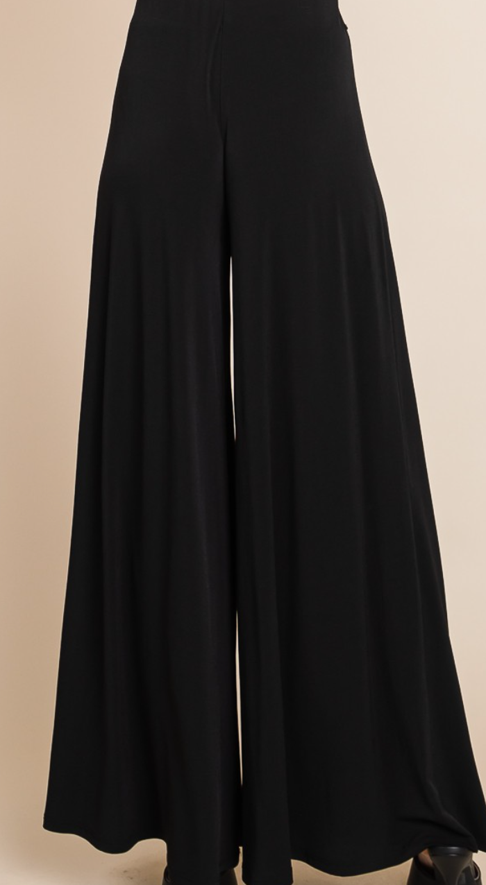 Emerald Collection - Solid Black High Waisted Palazzo Pants