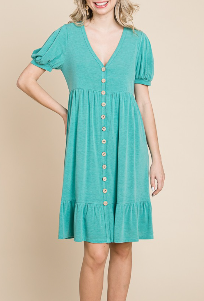 Emerald Collection - Jade Green Button Down Dress