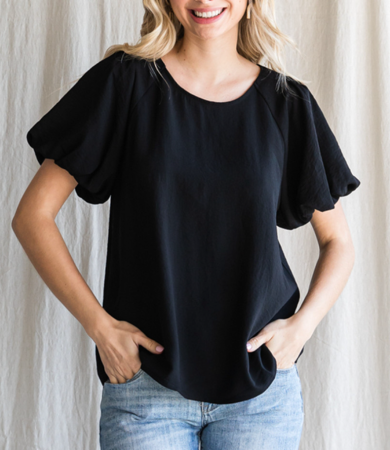Jodifl - Puff Sleeve Top in Black