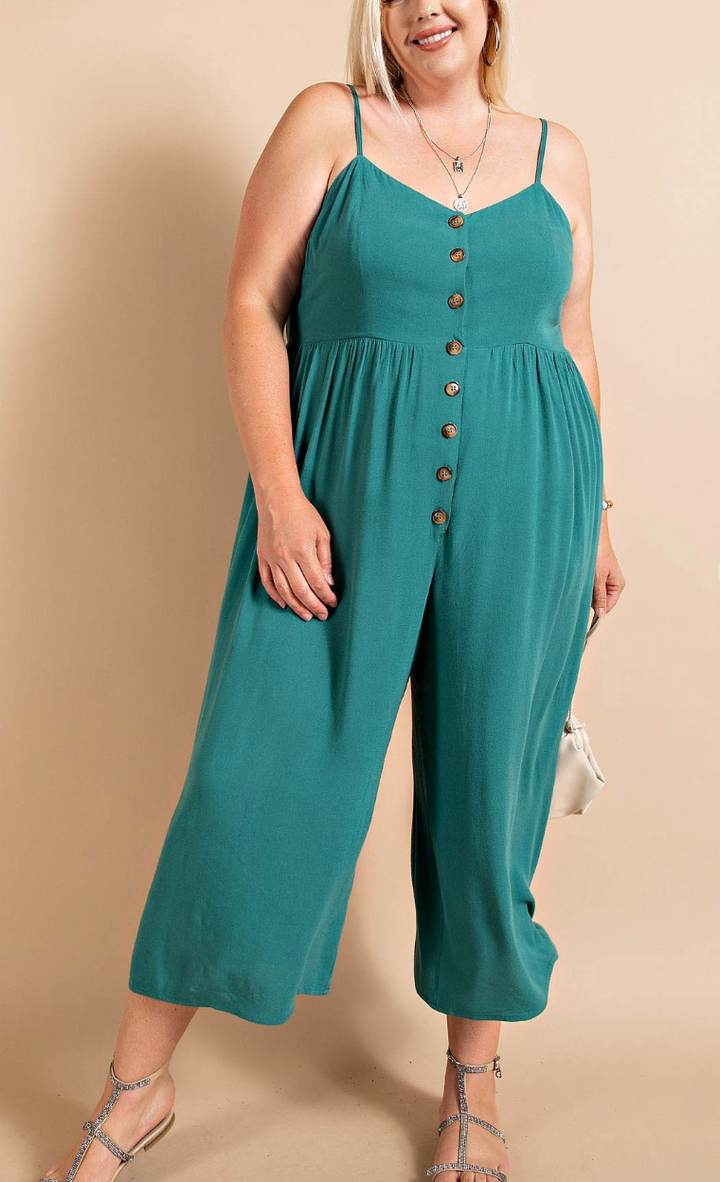 Kori - BUTTON DOWN RAYON CREPE JUMPSUIT