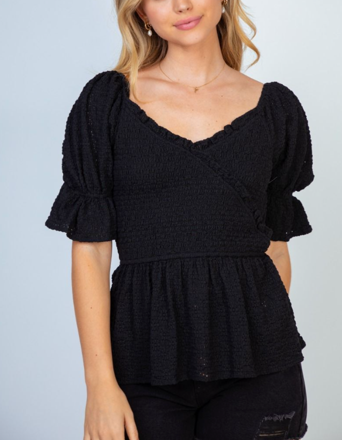 White Birch - Smocked Peplum Top