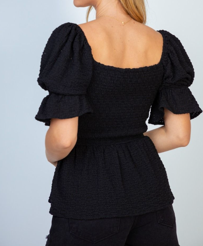 White Birch - Smocked Peplum Top