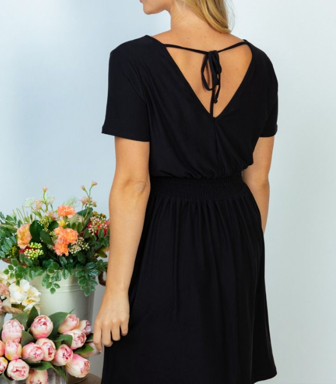 White Birch - Black V Neck Dress