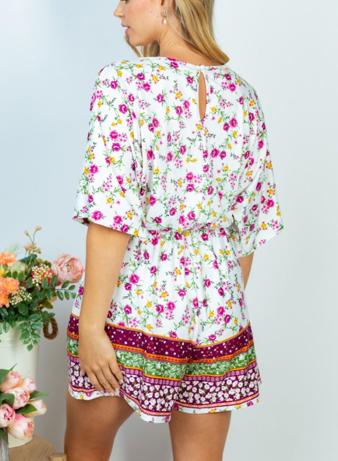 White Birch - Floral Print Romper