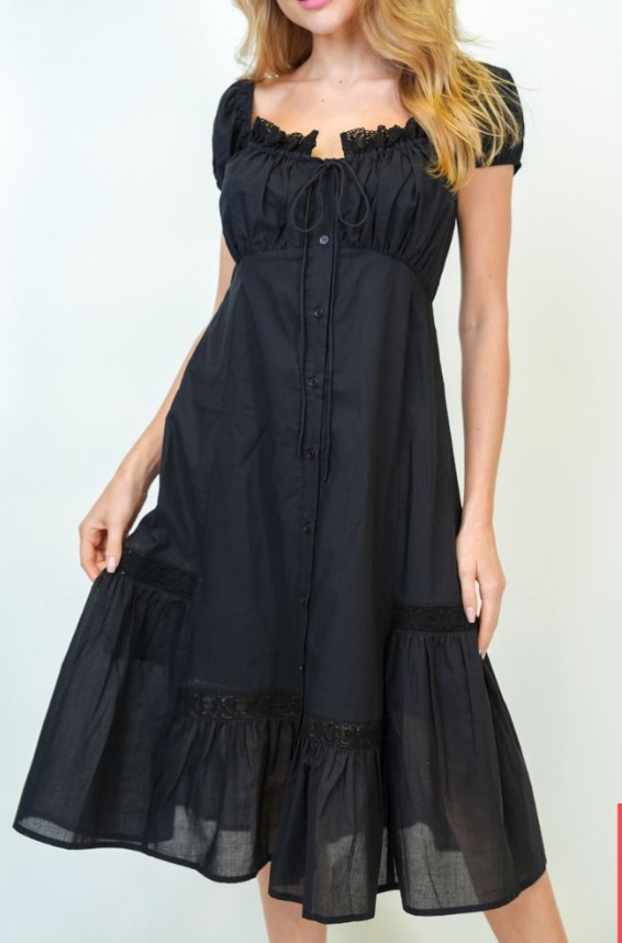 White Birch - Black Midi Length Dress