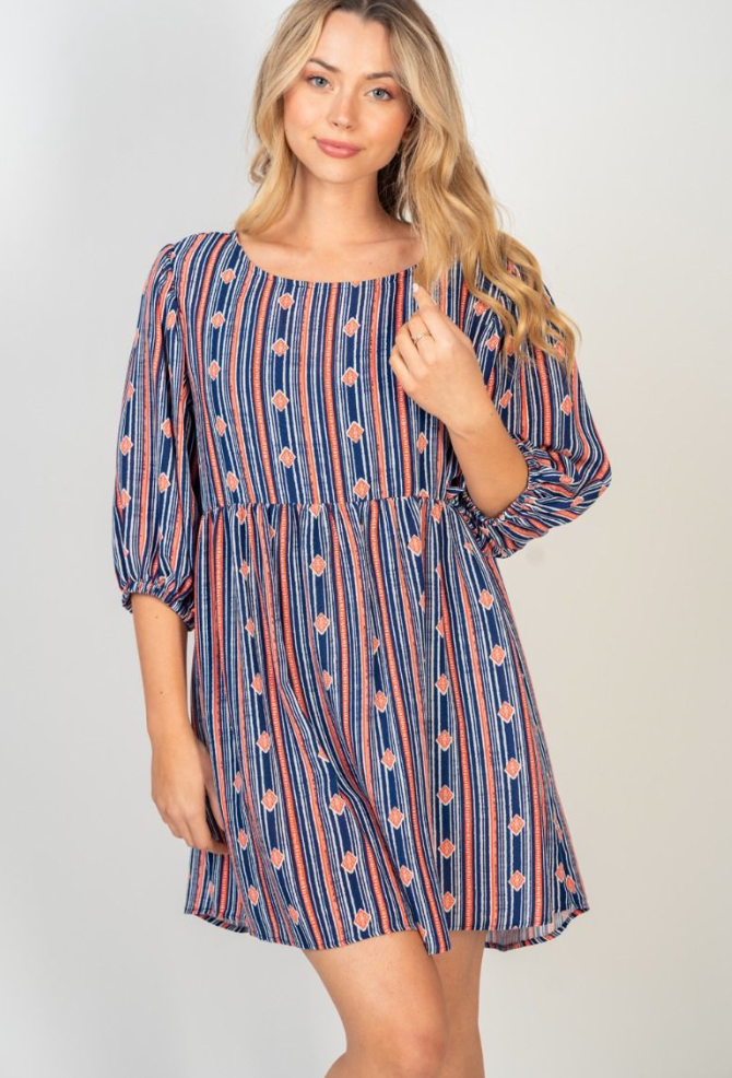 White Birch - Navy Stripe Dress
