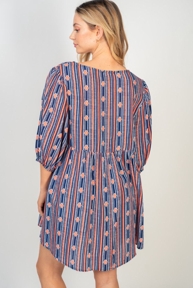 White Birch - Navy Stripe Dress