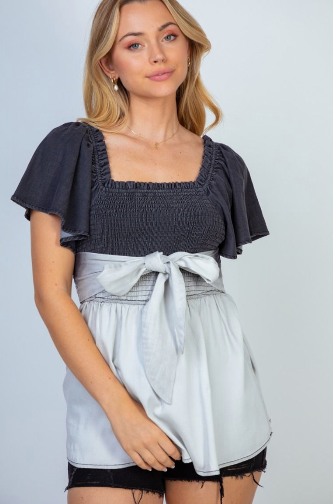 White Birch - Ombre Smocked Top