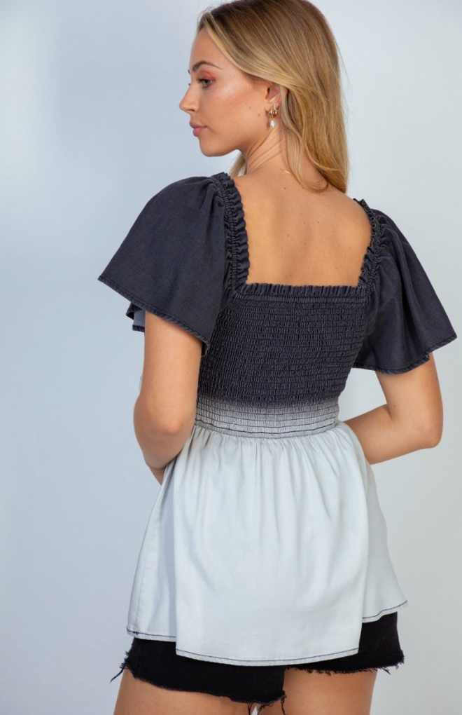 White Birch - Ombre Smocked Top
