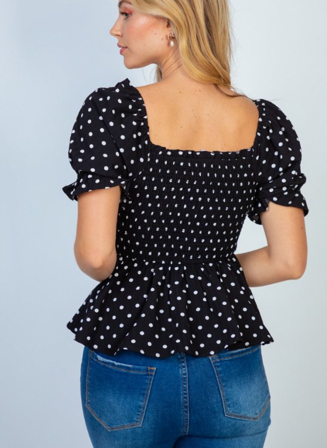 White Birch - Smocked Polkda Dot Top