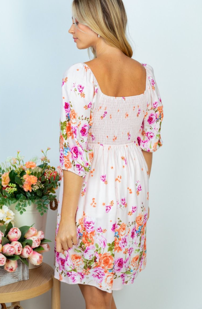 White Birch - Smocked Floral Dress