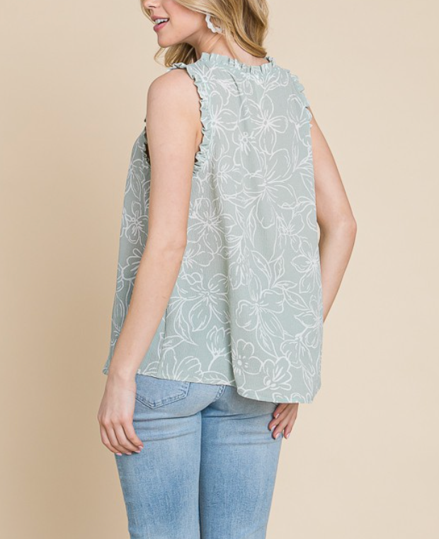 Emerald Co - Floral Bubble Top in Sage