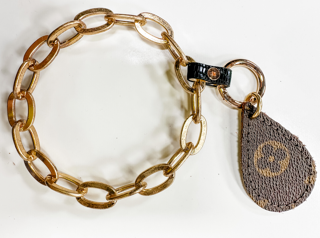 Upcycled LV Bracelet Keyring Gold Chain