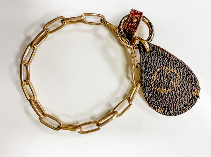 Upcycled LV Bracelet Keyring Gold Chain