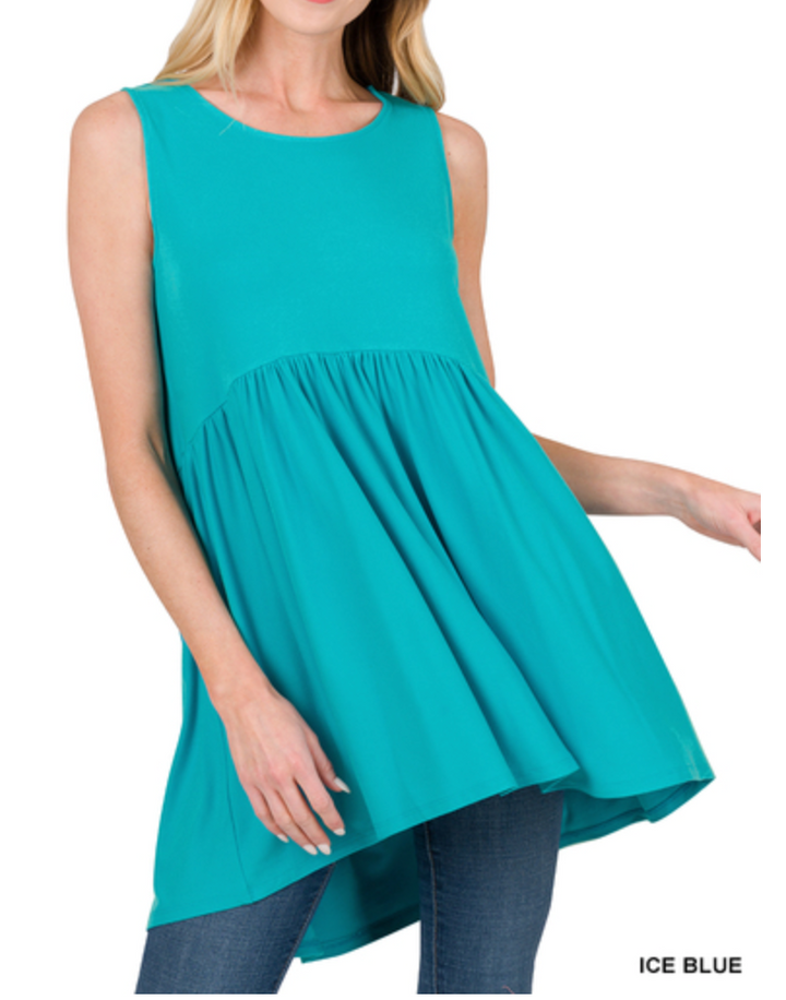 Zenana - EMPIRE WAIST SHIRRING TANK TOP