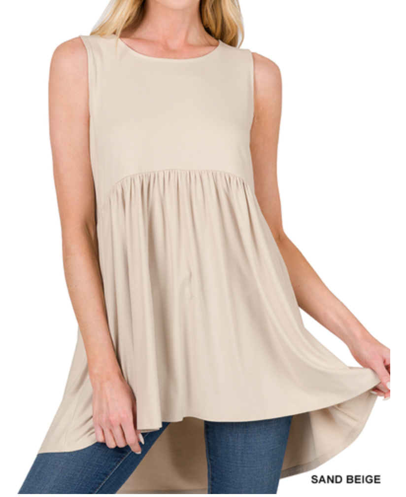 Zenana - EMPIRE WAIST SHIRRING TANK TOP