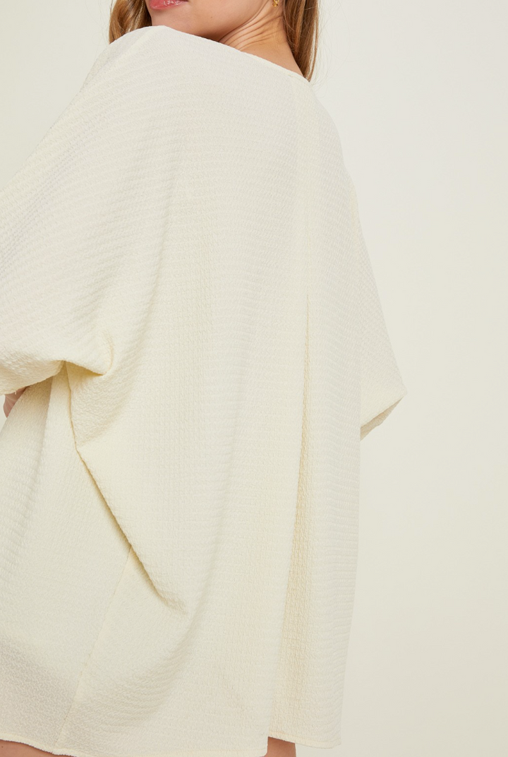 Heyson - OPEN-FRONT TEXTURED WOVEN KIMONO (Cream)