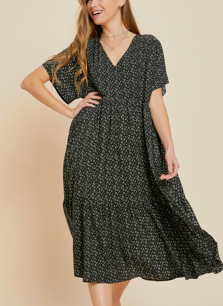 Heyson - ELEGANT DITSY FLORAL KIMONO SLEEVED MIDI DRESS