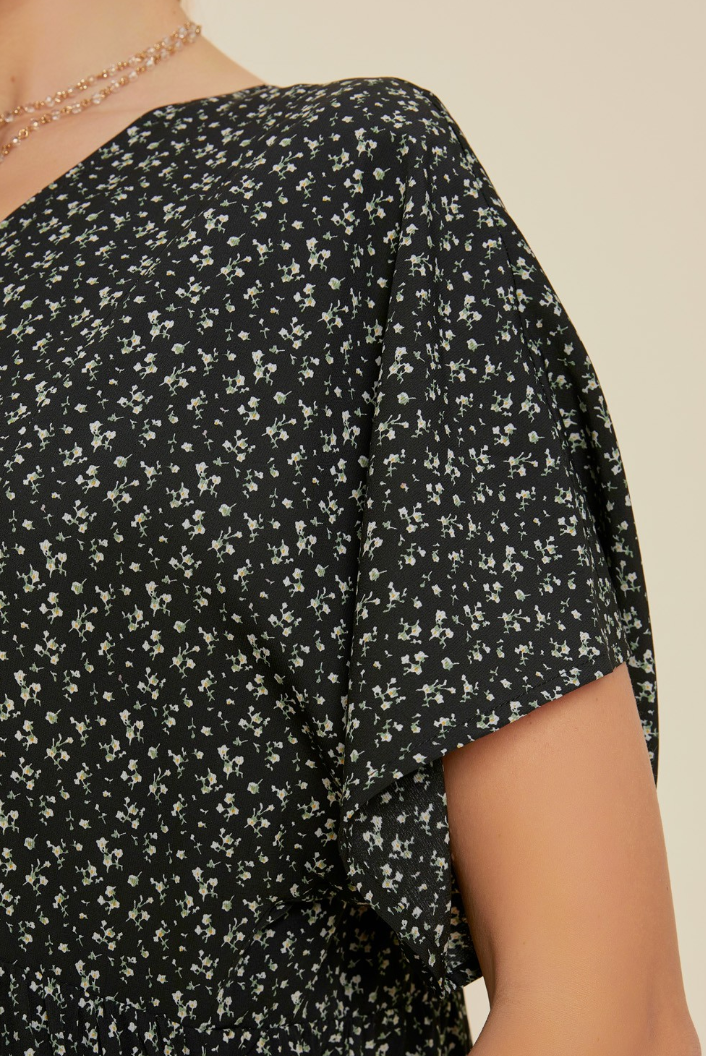 Heyson - ELEGANT DITSY FLORAL KIMONO SLEEVED MIDI DRESS