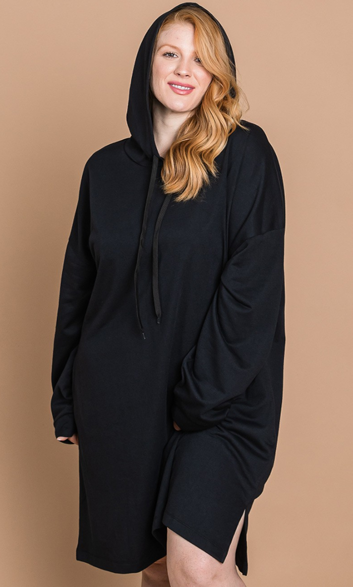 Cotton Bleu - Washed Terry Hooded Shift Dress