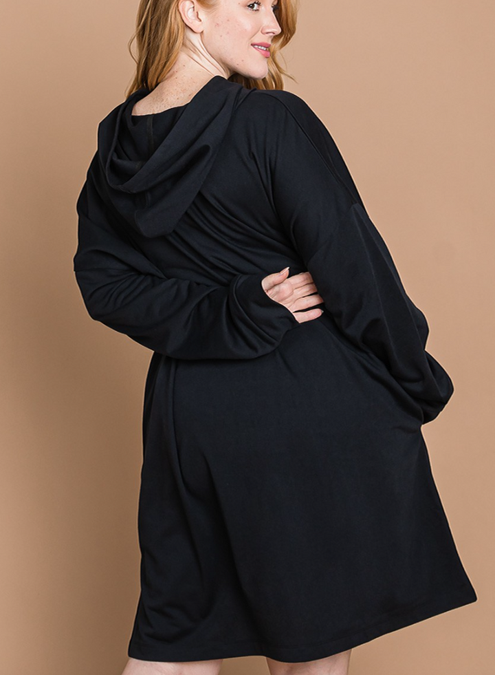 Cotton Bleu - Washed Terry Hooded Shift Dress