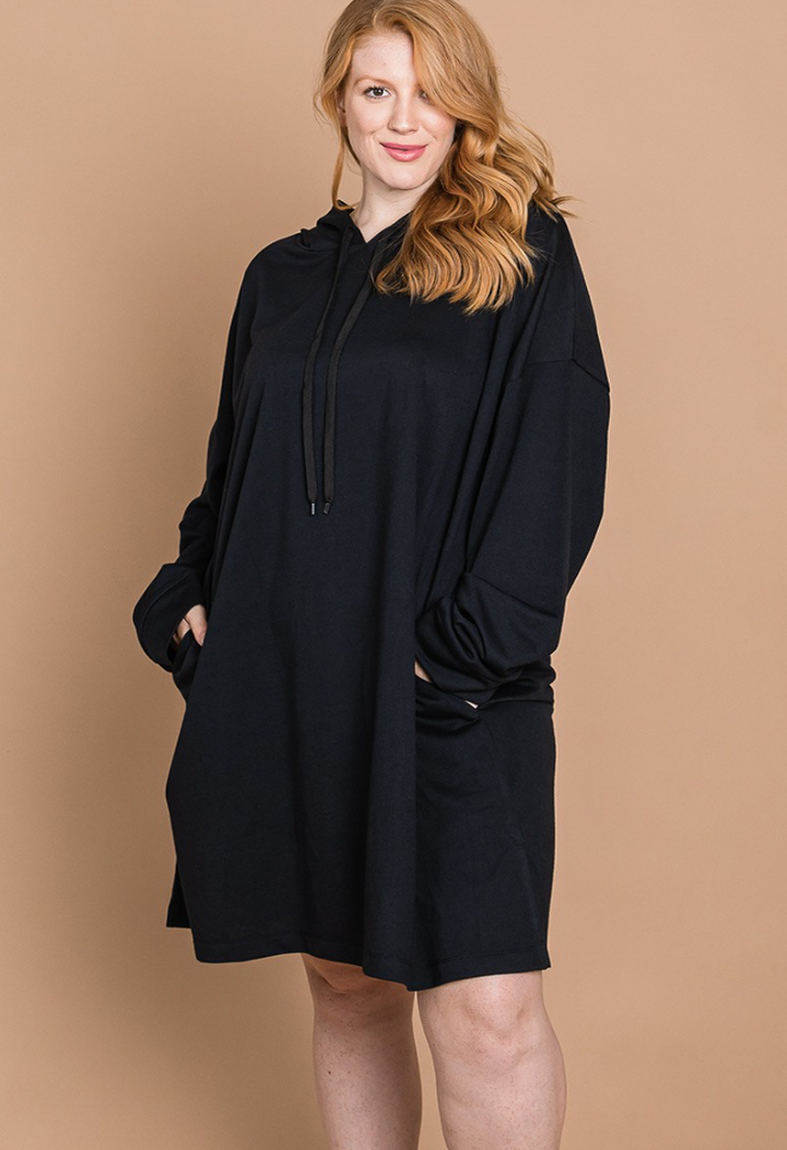 Cotton Bleu - Washed Terry Hooded Shift Dress