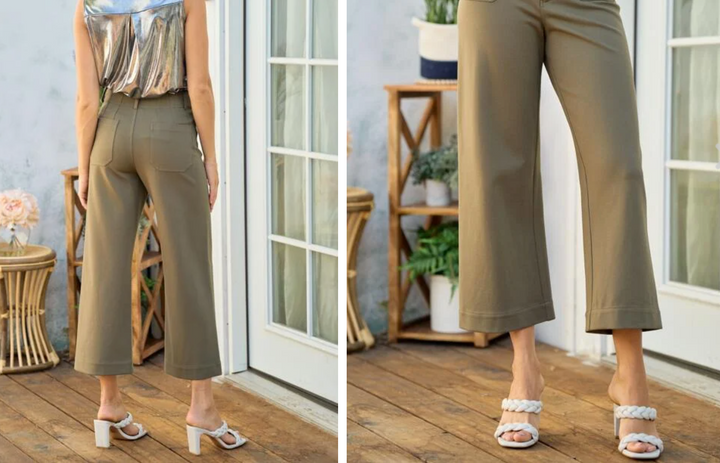 Hailey & Co - Crop Stretch Pants Olive