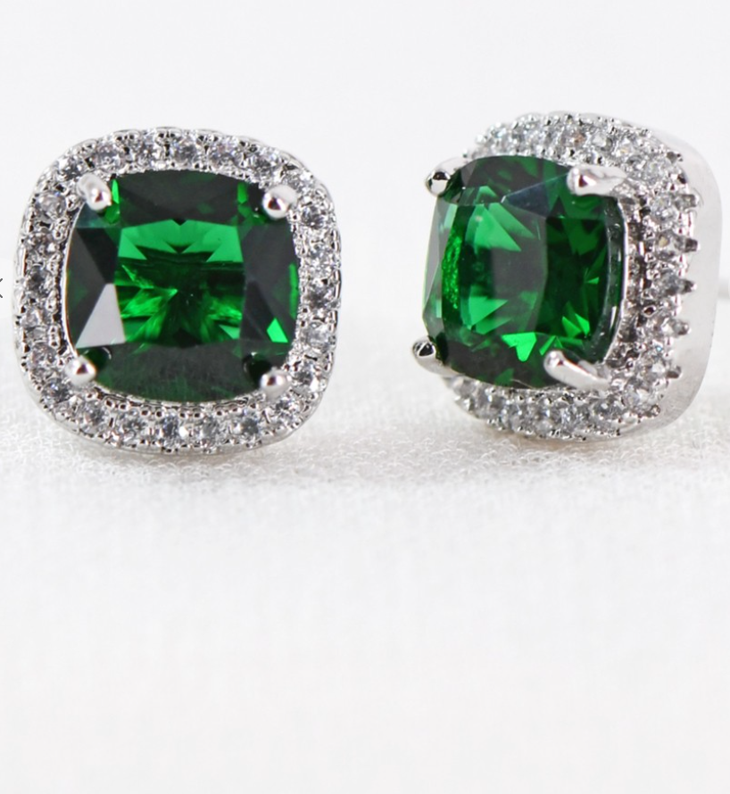 Dainty Cubic Zirconia Square Stud Earrings