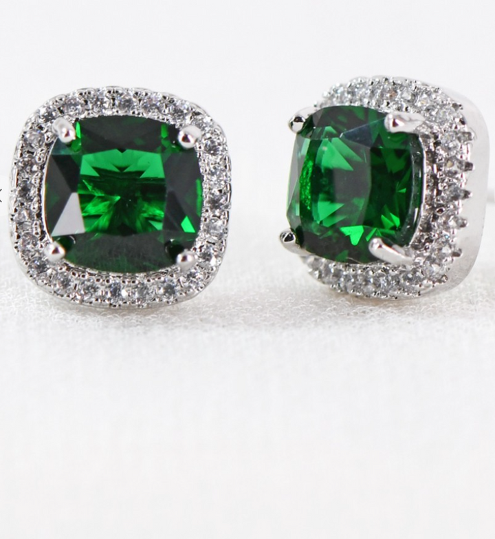 Dainty Cubic Zirconia Square Stud Earrings