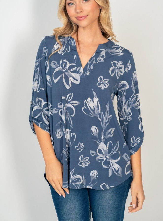 White Birch - Floral Print Gabby Top