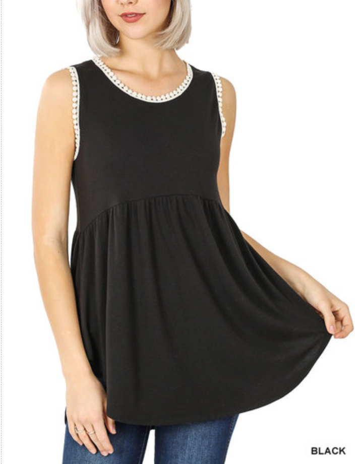 Zenana - SLEEVELESS EMPIRE WAIST SHIRRING TOP