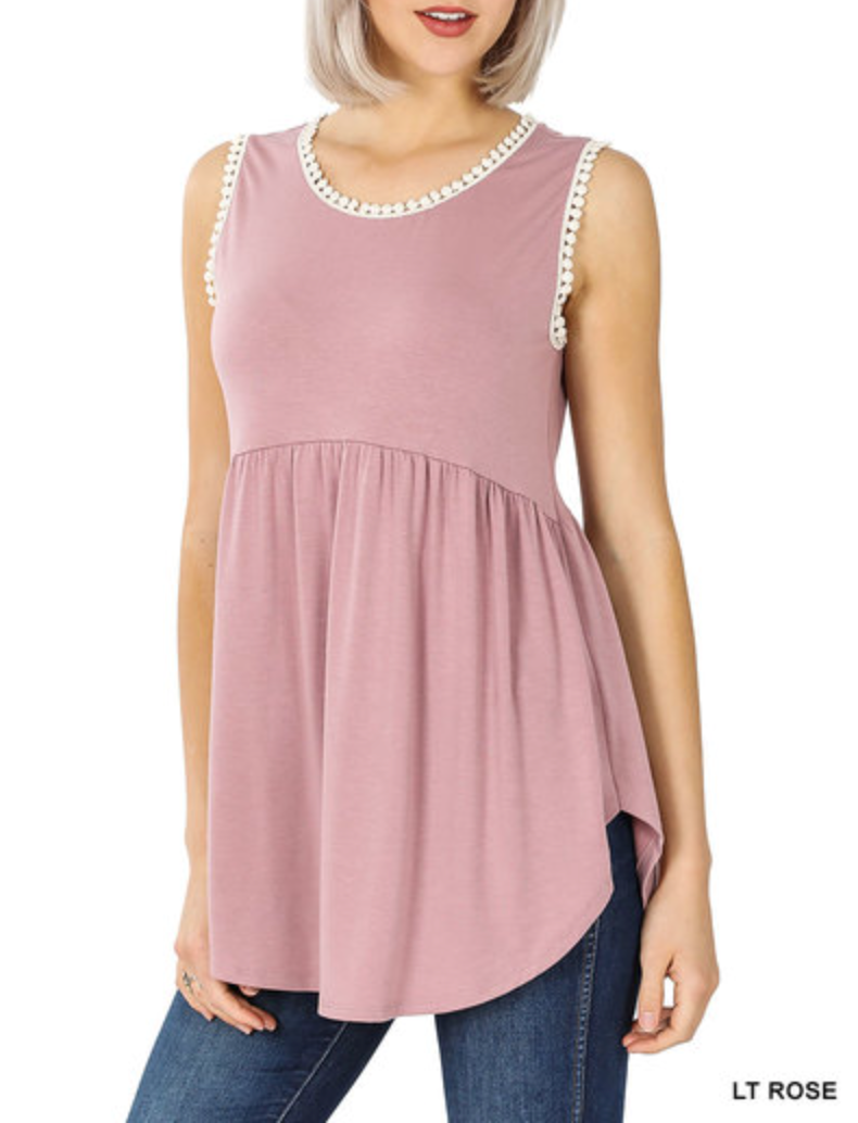 Zenana - SLEEVELESS EMPIRE WAIST SHIRRING TOP