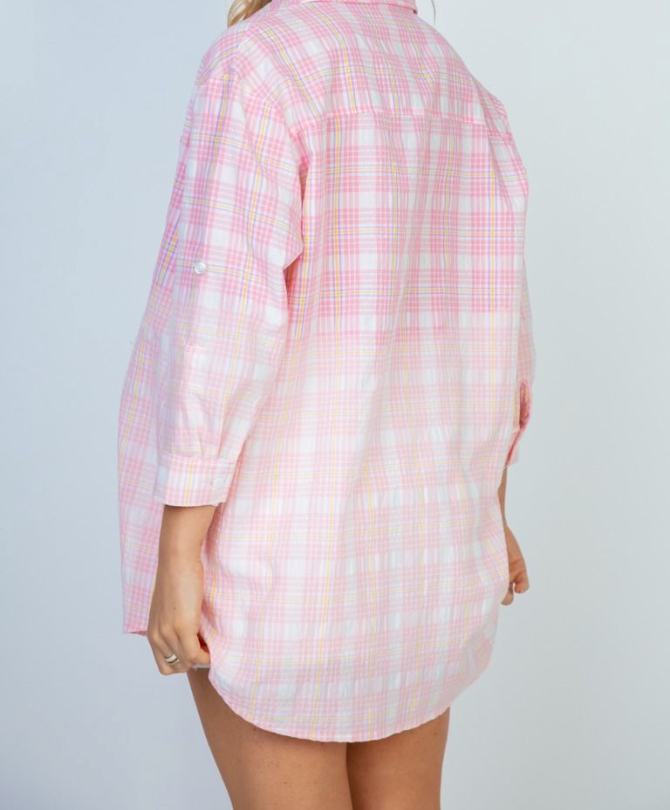 White Birch - Plaid Ombre Button Up Top