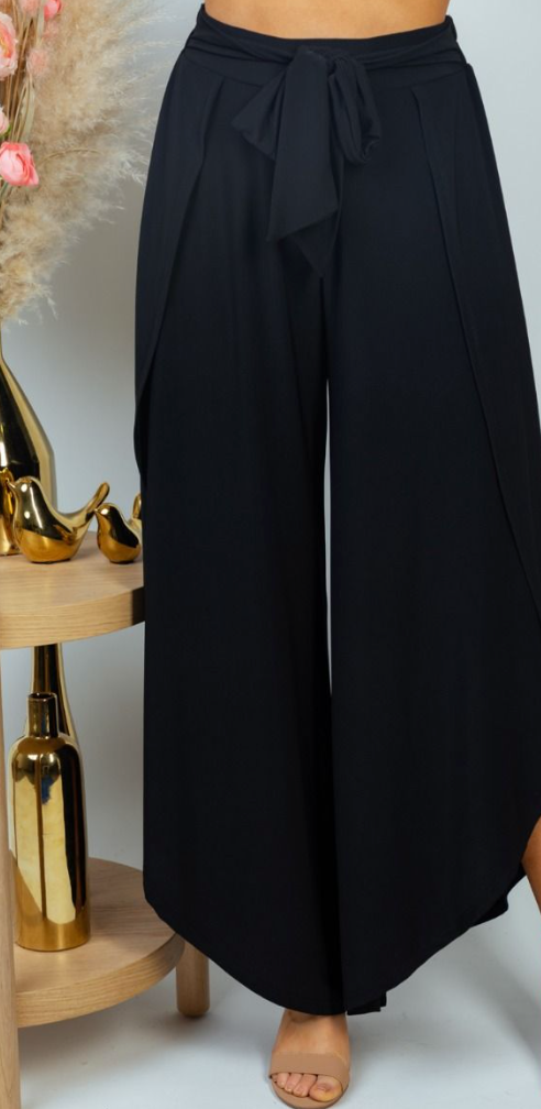 White Birch - Black High Waist Tie Pants