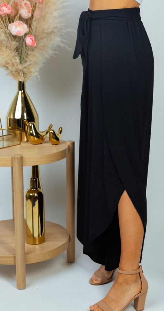 White Birch - Black High Waist Tie Pants