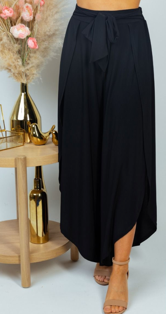 White Birch - Black High Waist Tie Pants