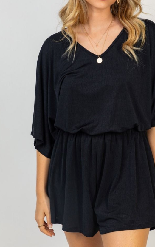 White Birch - Shorts Romper in Black