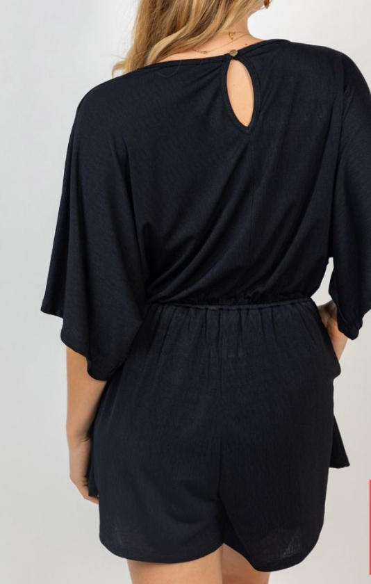 White Birch - Shorts Romper in Black