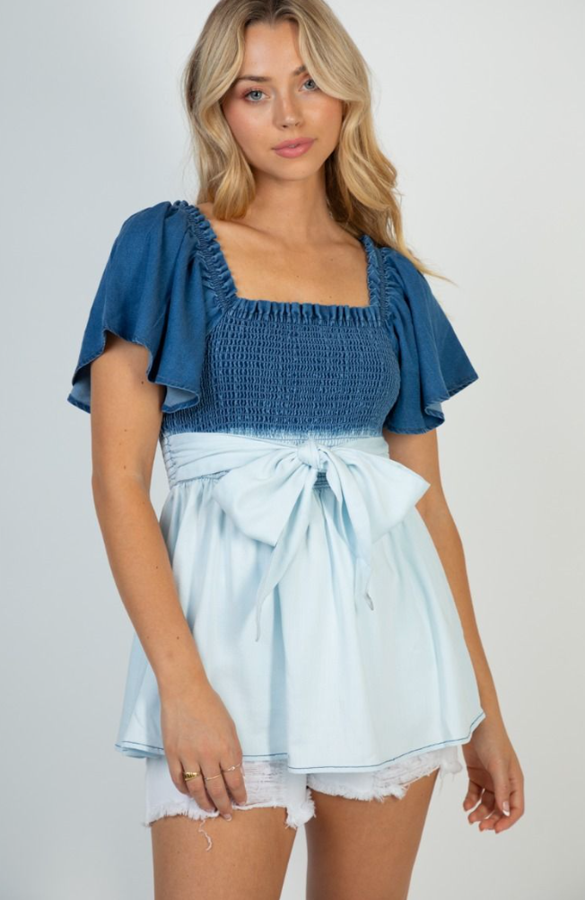 White Birch - Ombre Smocked Top