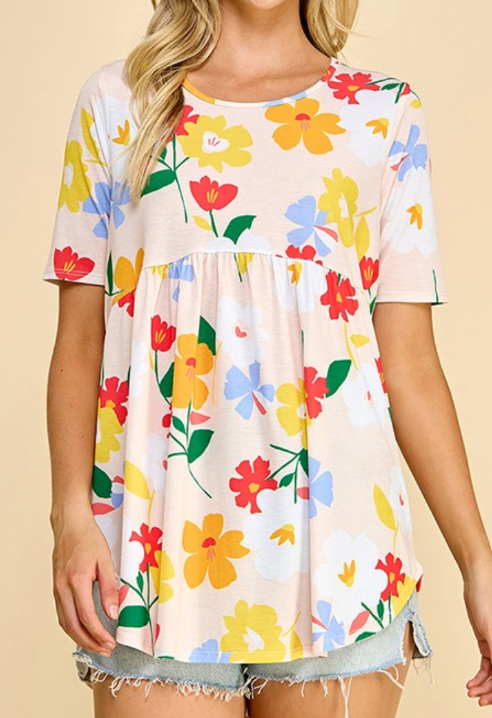 Shopin LA - Short Sleeve Floral Babydoll Top