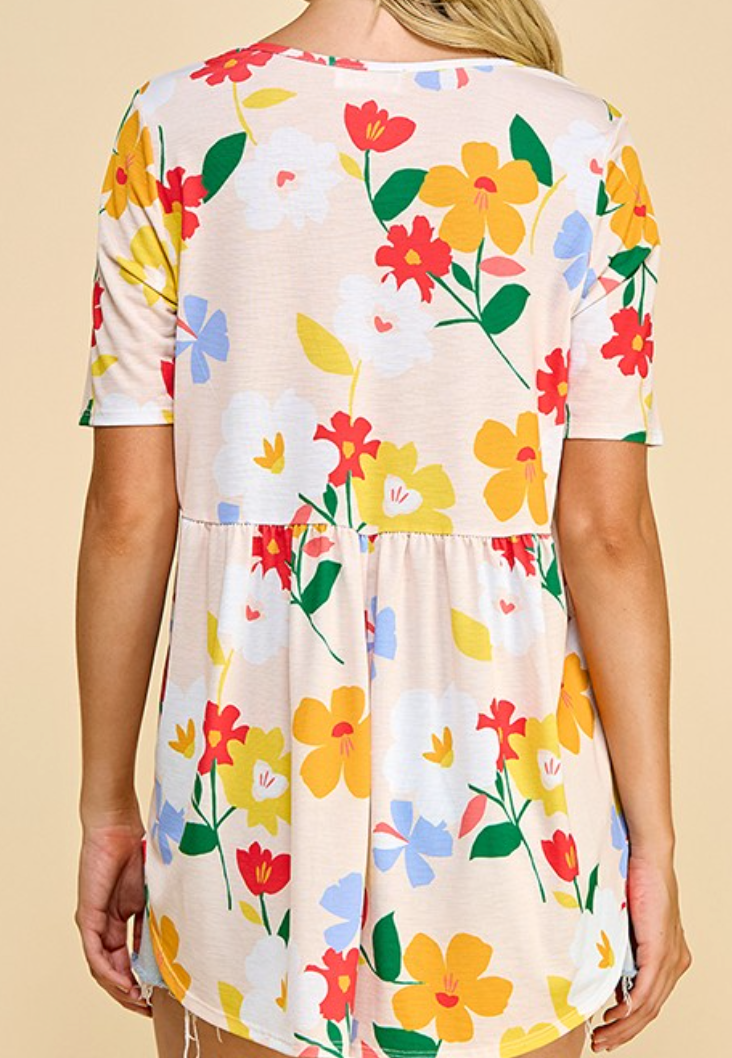 Shopin LA - Short Sleeve Floral Babydoll Top