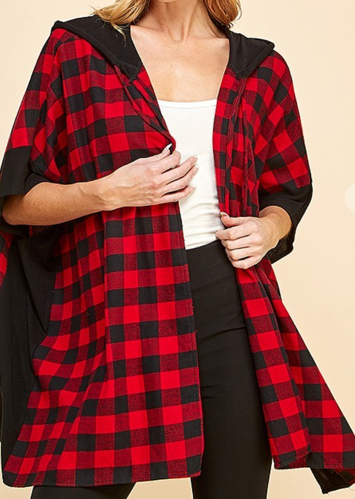 Shopin LA - BOXY PLAID HOODED CARDIGAN