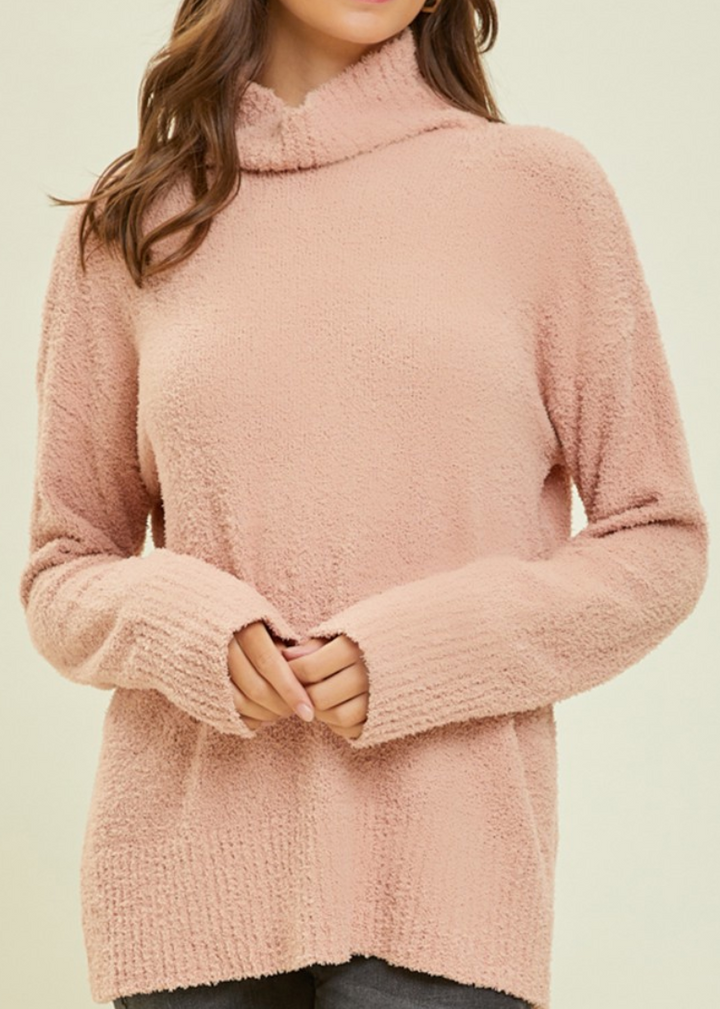 Heyson - SUPER SOFT FUZZY HIGH NECK OVERSIZE SWEATER TOP