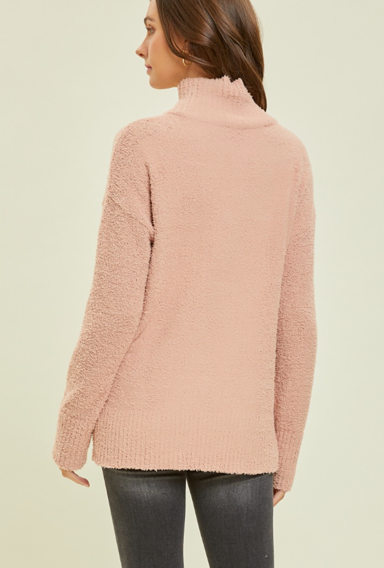 Heyson - SUPER SOFT FUZZY HIGH NECK OVERSIZE SWEATER TOP