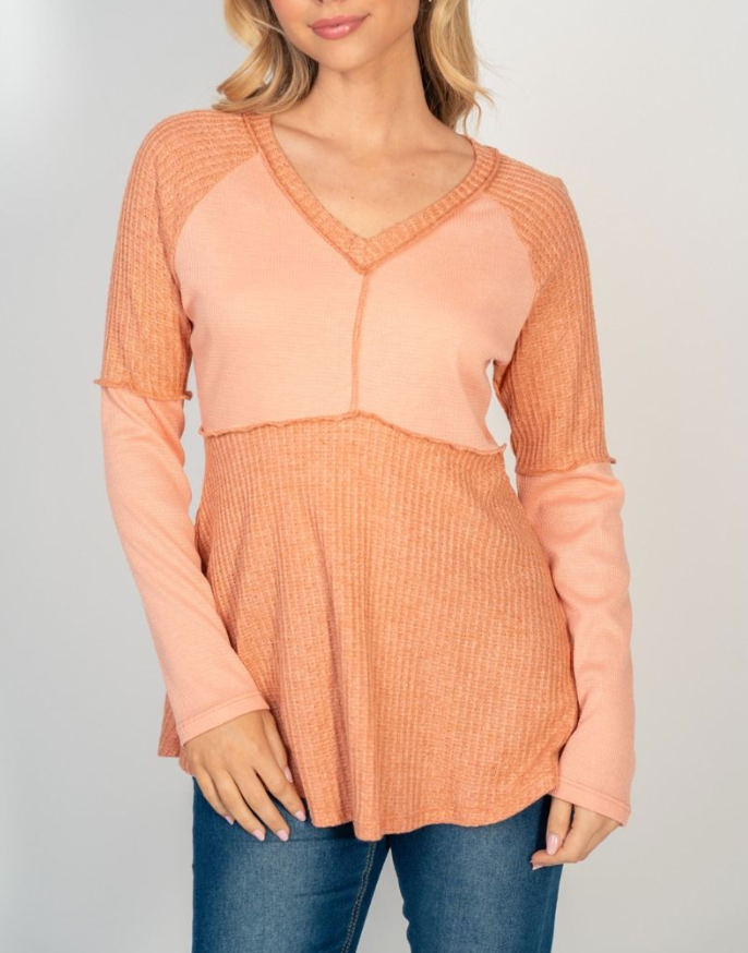 White Birch - Color Block Top w/Exposed Stitching