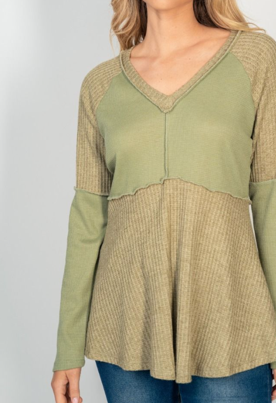 White Birch - Color Block Top w/Exposed Stitching
